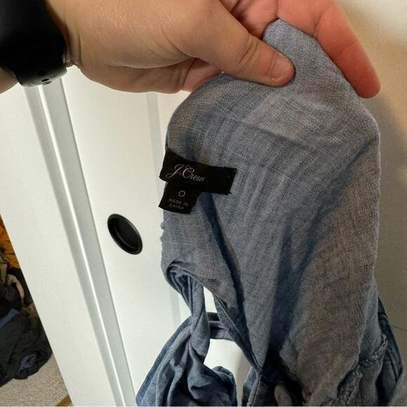 J. Crew Wrap Around Waist Tie V-neck Chambray Blue Jumpsuit Size 0 - Picture 6 of 8